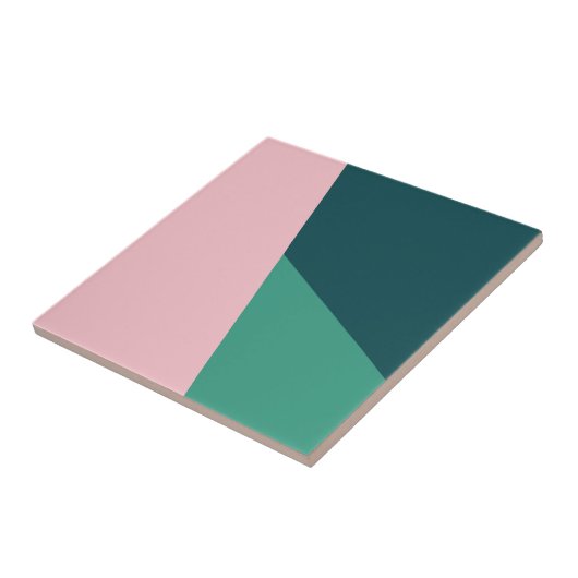 モダンの抽象的で幾何学的なパステル調のピンク及び緑 タイル (側面)