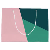 モダンの抽象的で幾何学的なパステル調のピンク及び緑 ラージペーパーバッグ (裏面)