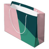 モダンの抽象的で幾何学的なパステル調のピンク及び緑 ラージペーパーバッグ (裏面アングル)