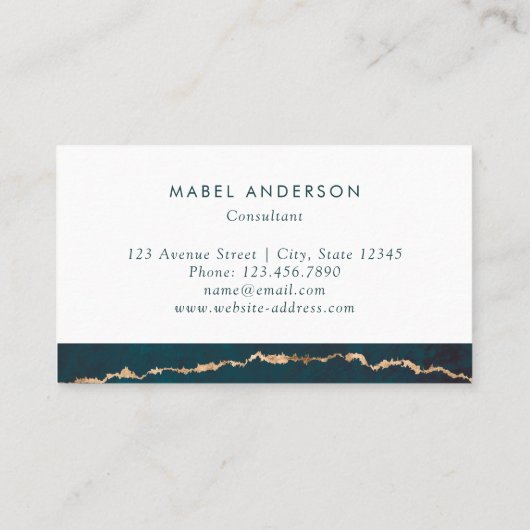 モダンの抽象的で青いガソリン金ぱく 名刺 (裏面)