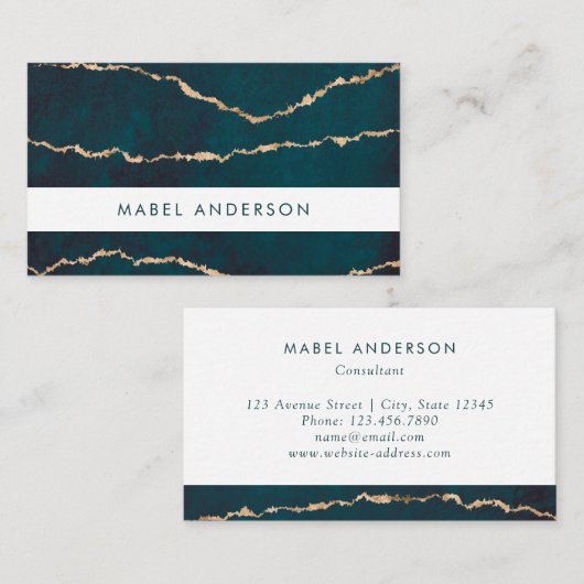 モダンの抽象的で青いガソリン金ぱく 名刺 (正面/裏面)