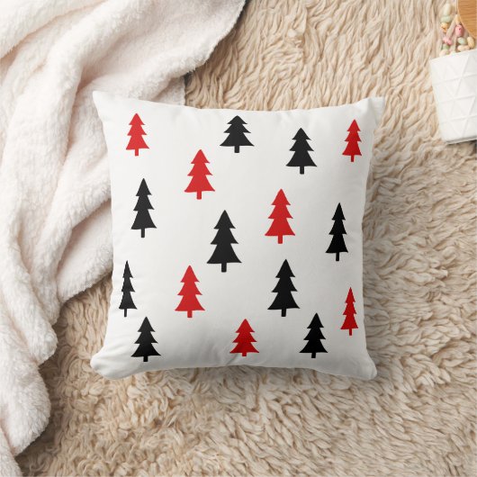 モダンの抽象的で黒く赤い木のスカンジナビアのスタイル クッション (ブランケット)