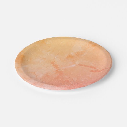 モダンの抽象的なピンク、のモモ黄色い ペーパープレート (アングル)