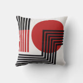 モダンの抽象的な枕黒、白い赤 クッション (裏面)