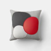 モダンの抽象的な枕黒、赤、灰色白 クッション (裏面)