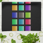 モダンの抽象的な正方形パターン キッチンタオル (折り畳み)