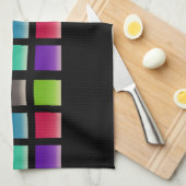 モダンの抽象的な正方形パターン キッチンタオル (四つ折り)