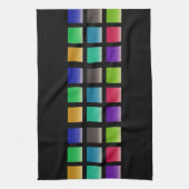 モダンの抽象的な正方形パターン キッチンタオル (縦)