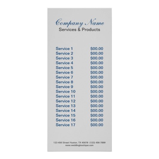 モダンの抽象的な水の青いさざ波の鉛管工 ラックカード (裏面)