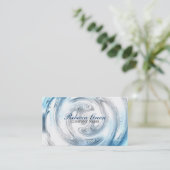 モダンの抽象的な水の青いさざ波の鉛管工 名刺 (スタンド正面)