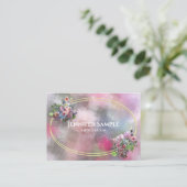 モダンの抽象的な水彩画によっては金ゴールドフレームの上が開花します 名刺 (スタンド正面)