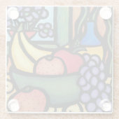 モダンの抽象的な静物画のデザート用深皿 ガラスコースター (裏面)