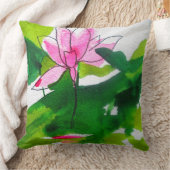 モダンの抽象的な《植物》スイレンの水彩画の芸術 クッション (ブランケット)