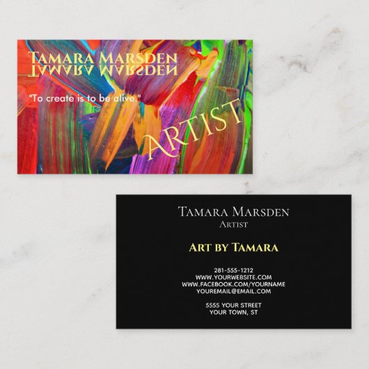 モダンの抽象芸術のブラシは創造的な芸術家をなでます 名刺 (正面/裏面)