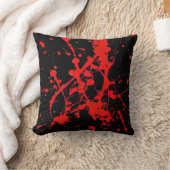 モダンの抽象芸術black&red吹きかけられたスタイルの枕 クッション (ブランケット)