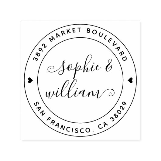 モダンの書結婚道ラウンド差出人住所 セルフインキングスタンプ (デザイン)