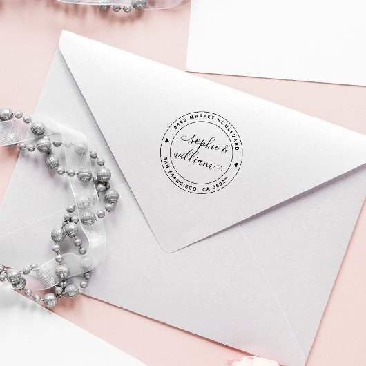 モダンの書結婚道ラウンド差出人住所 セルフインキングスタンプ