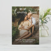 モダンの来ベビー写真妊娠 案内状 (スタンド正面)