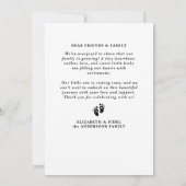 モダンの来ベビー写真妊娠 案内状 (裏面)