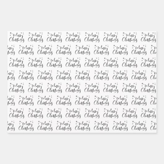 モダンの白い黒の木が聖降誕祭 ラッピングペーパーシート (正面3)