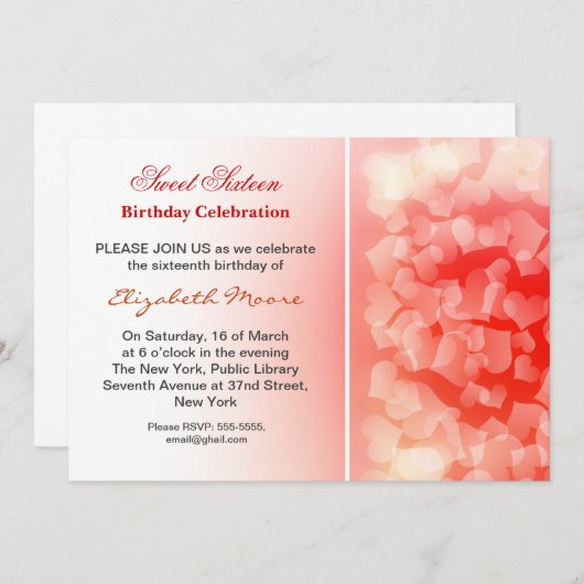 モダンの第16誕生祝いの招待 招待状 (正面/裏面)