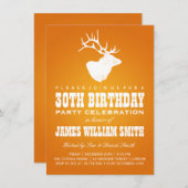 モダンの第30誕生会のシカのオレンジ 招待状 (正面/裏面)