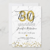 モダンの第30誕生会の金ゴールドの大理石 招待状 (正面)