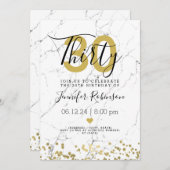 モダンの第30誕生会の金ゴールドの大理石 招待状 (正面/裏面)