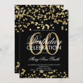 モダンの第60誕生会の金ゴールドホイルの紙吹雪 招待状 (正面/裏面)