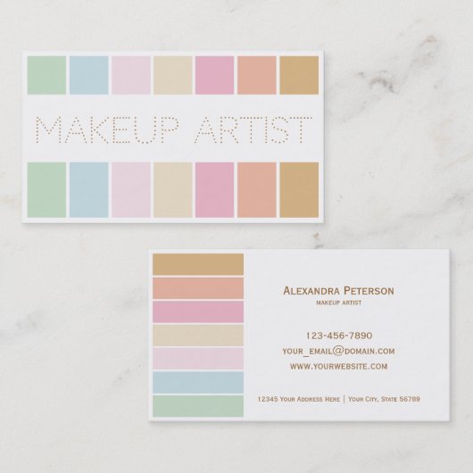 モダンの素晴らしい色のパステル調のパレットのメーキャップアーティスト 名刺 (正面/裏面)