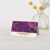 モダンの紫と金ゴールドの抽象芸術大理石 プレイスカード (裏面)