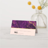 モダンの紫と金ゴールドの抽象芸術大理石 プレイスカード (正面)