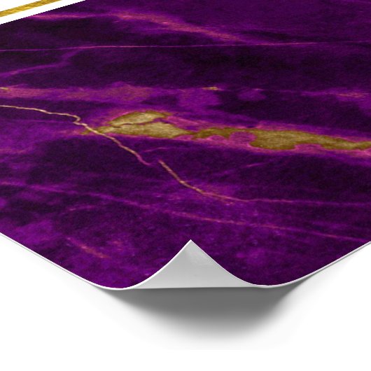 モダンの紫と金ゴールドの抽象芸術大理石 ポスター (角)