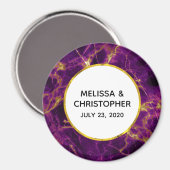 モダンの紫と金ゴールドの抽象芸術大理石 マグネット (正面/裏面)