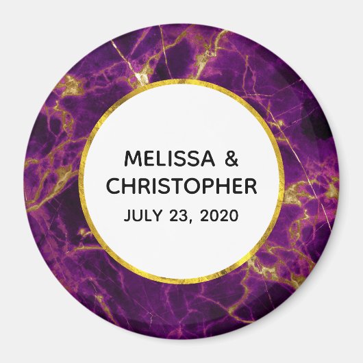 モダンの紫と金ゴールドの抽象芸術大理石 マグネット (正面)