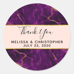 モダンの紫と金ゴールドの抽象芸術大理石 ラウンドシール