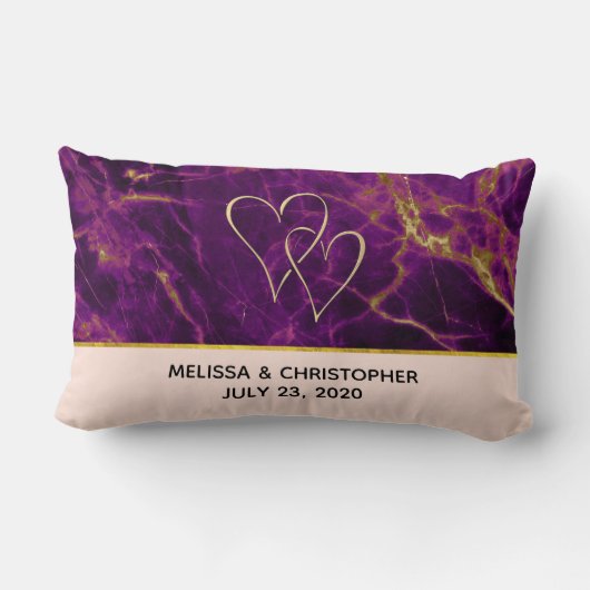 モダンの紫と金ゴールドの抽象芸術大理石 ランバークッション (裏面)