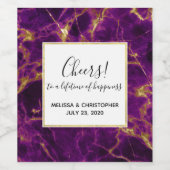 モダンの紫と金ゴールドの抽象芸術大理石 ワインラベル (シングルラベル)