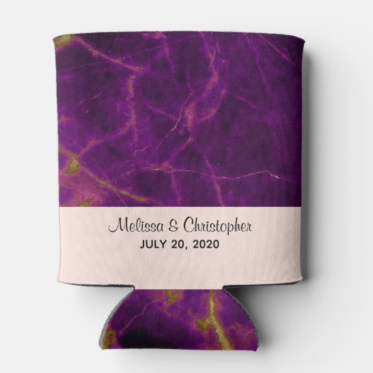 モダンの紫と金ゴールドの抽象芸術大理石 缶クーラー (裏面)