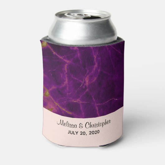 モダンの紫と金ゴールドの抽象芸術大理石 缶クーラー (缶裏面)