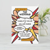 モダンの結婚おもしろいスタイリッシュ漫画 招待状 (スタンド正面)