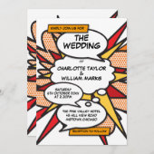 モダンの結婚おもしろいスタイリッシュ漫画 招待状 (正面/裏面)