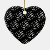 モダンの結婚イニシャルパターン | ブラック&ホワイト セラミックオーナメント (裏面)