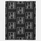 モダンの結婚イニシャルパターン | ブラック&ホワイト フリースブランケット (正面)