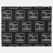 モダンの結婚イニシャルパターン | ブラック&ホワイト フリースブランケット (正面(横))