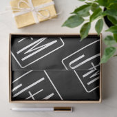 モダンの結婚イニシャルパターン | ブラック&ホワイト 薄葉紙 (ギフト)