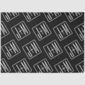 モダンの結婚イニシャルパターン | ブラック&ホワイト 薄葉紙 (正面)