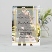 モダンの結婚オーバーレイFront Back Photo金ゴールド 箔招待状 (立ち正面)