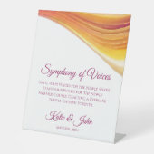 モダンの結婚ゲストブックのサイン – ピンク色オレンジ色の黄色 – 台座サイン (正面)