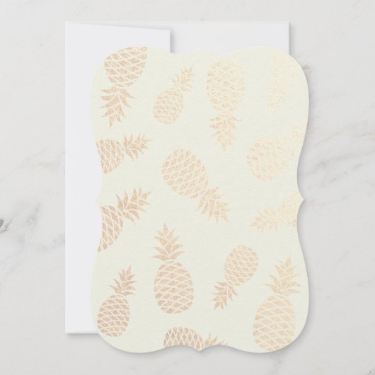 モダンの結婚ゴールデンパイナップルカップル海軍ブルー 招待状 (裏面)